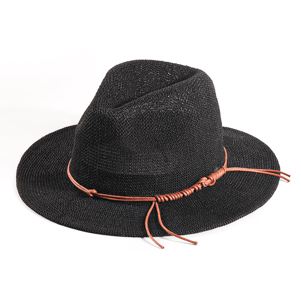 Can be rolls up for packing-Wide Brimmed Straw Hat