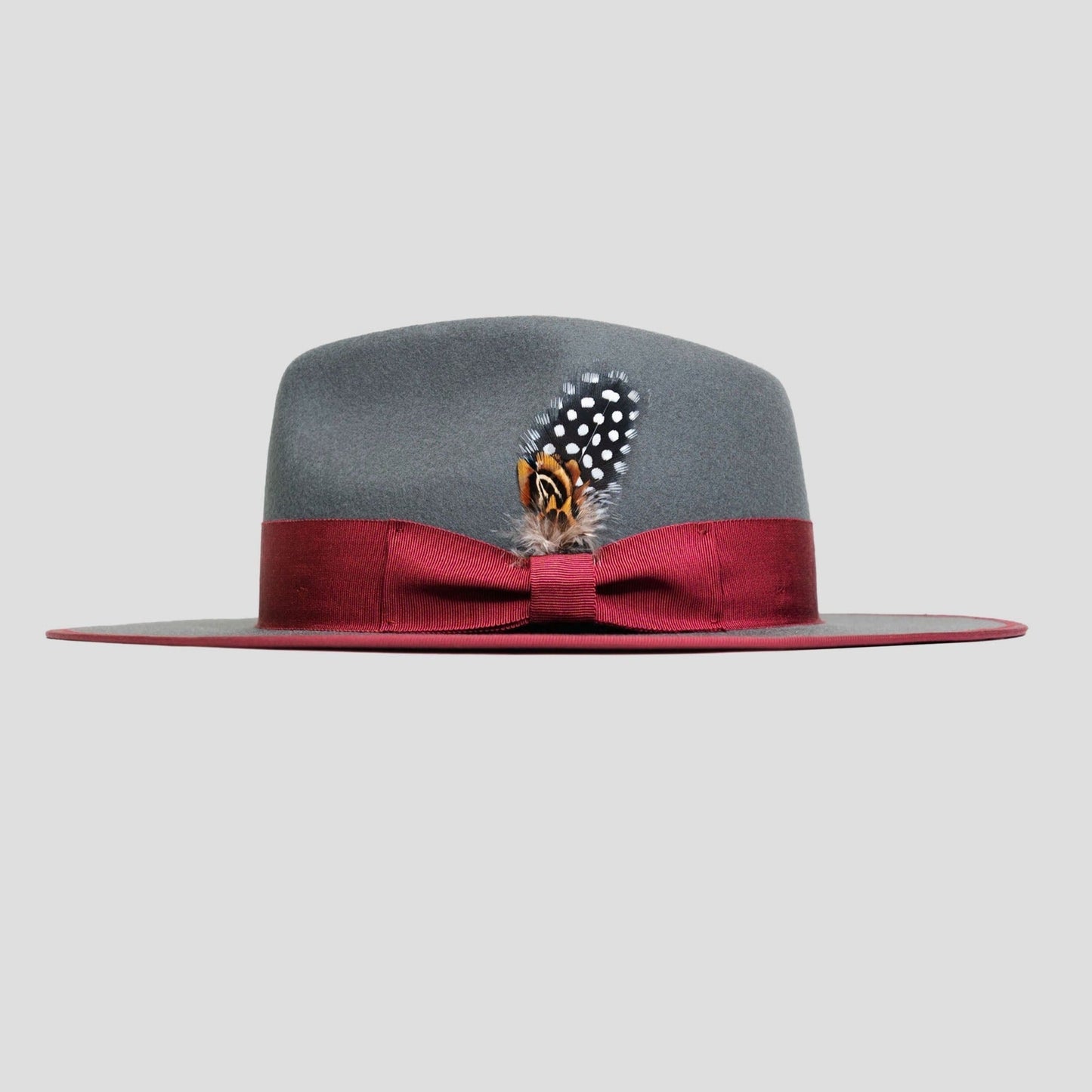 Ferguson Fedora Hat - Slate + Burgundy