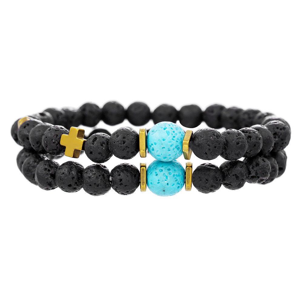 Black Gallstone Cross Bracelet