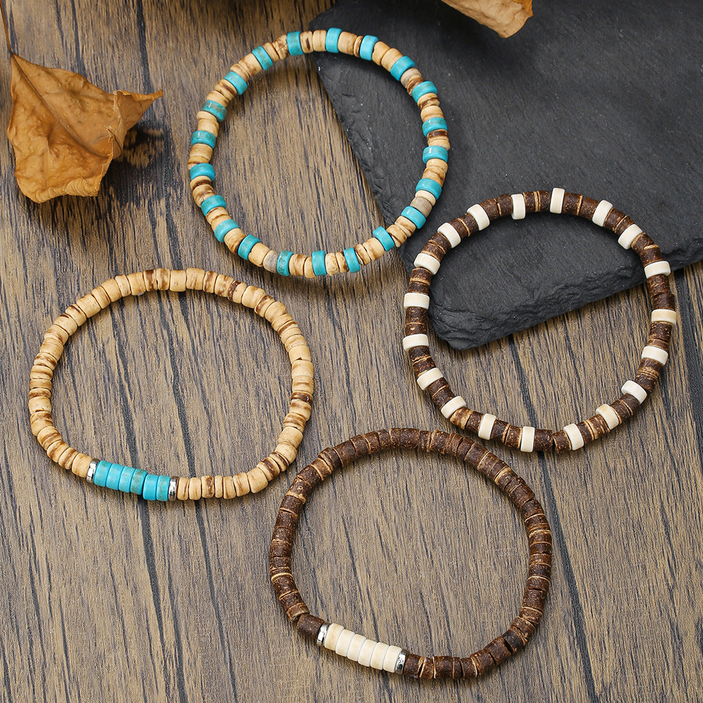 Wooden Beads Coconut Shell Bracelet