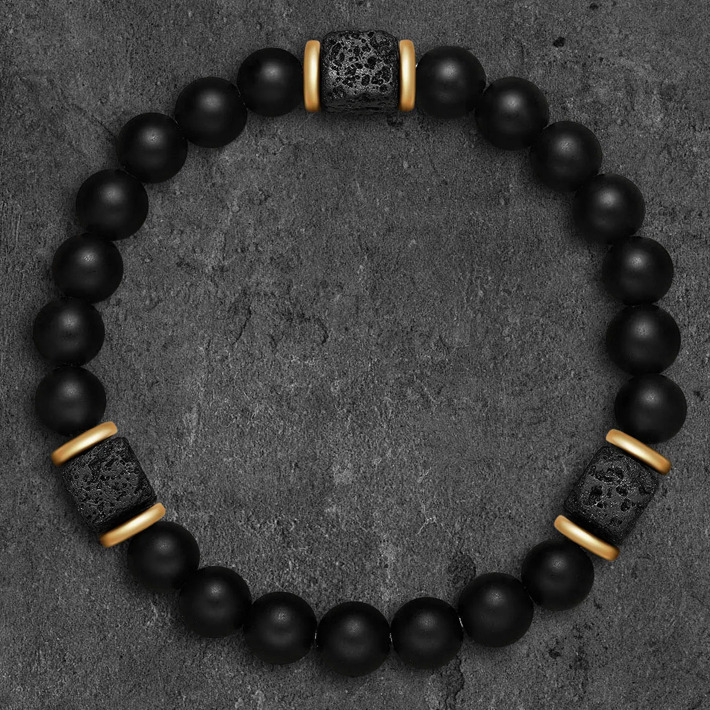 Black Obsidian Square Volcanic Stone Bracelet