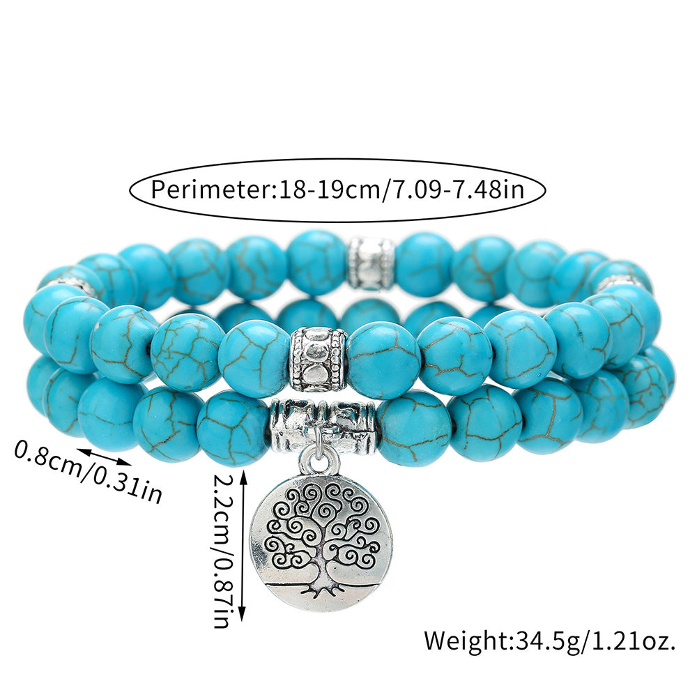 Turquoise Two World Tree Set Bracelet