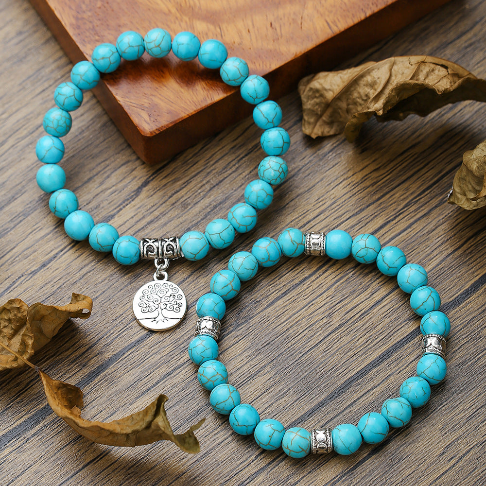 Turquoise Two World Tree Set Bracelet