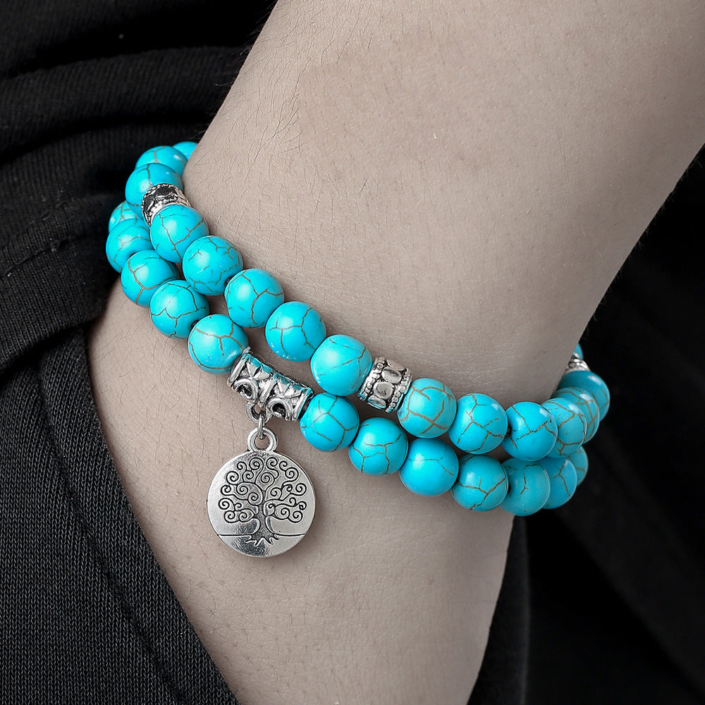 Turquoise Two World Tree Set Bracelet