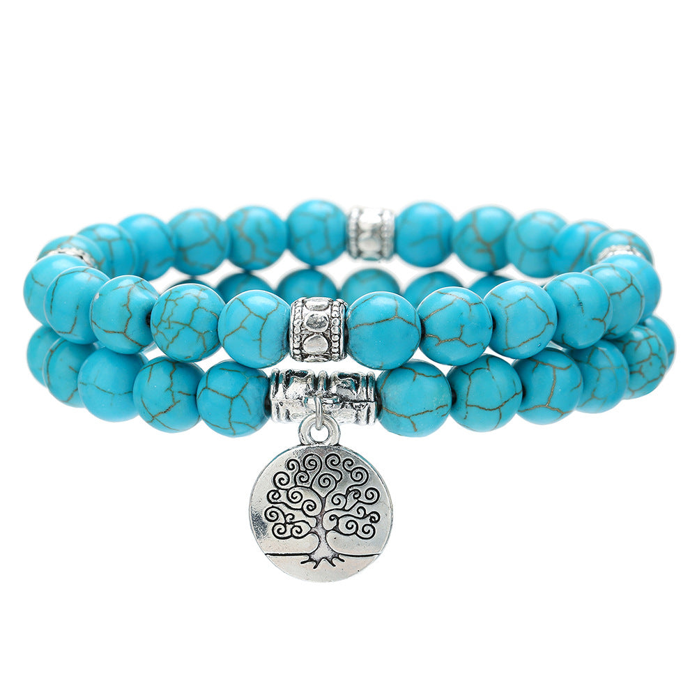 Turquoise Two World Tree Set Bracelet