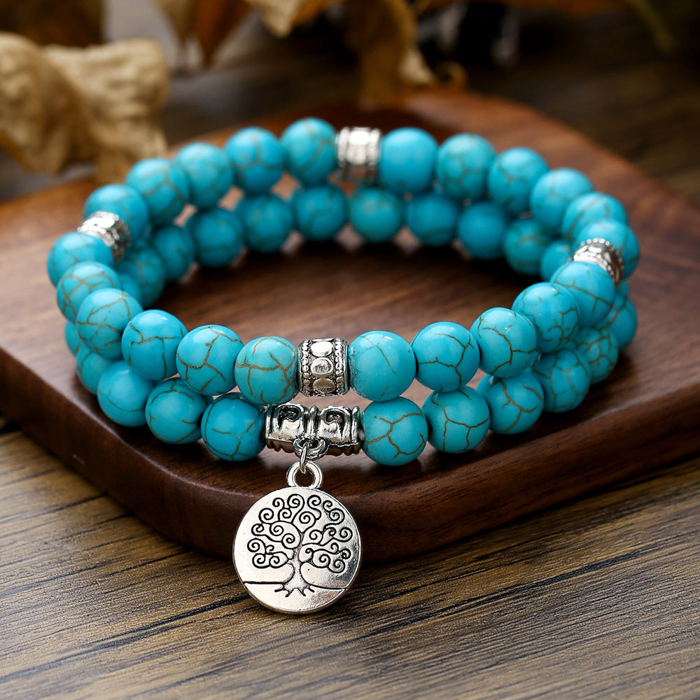 Turquoise Two World Tree Set Bracelet