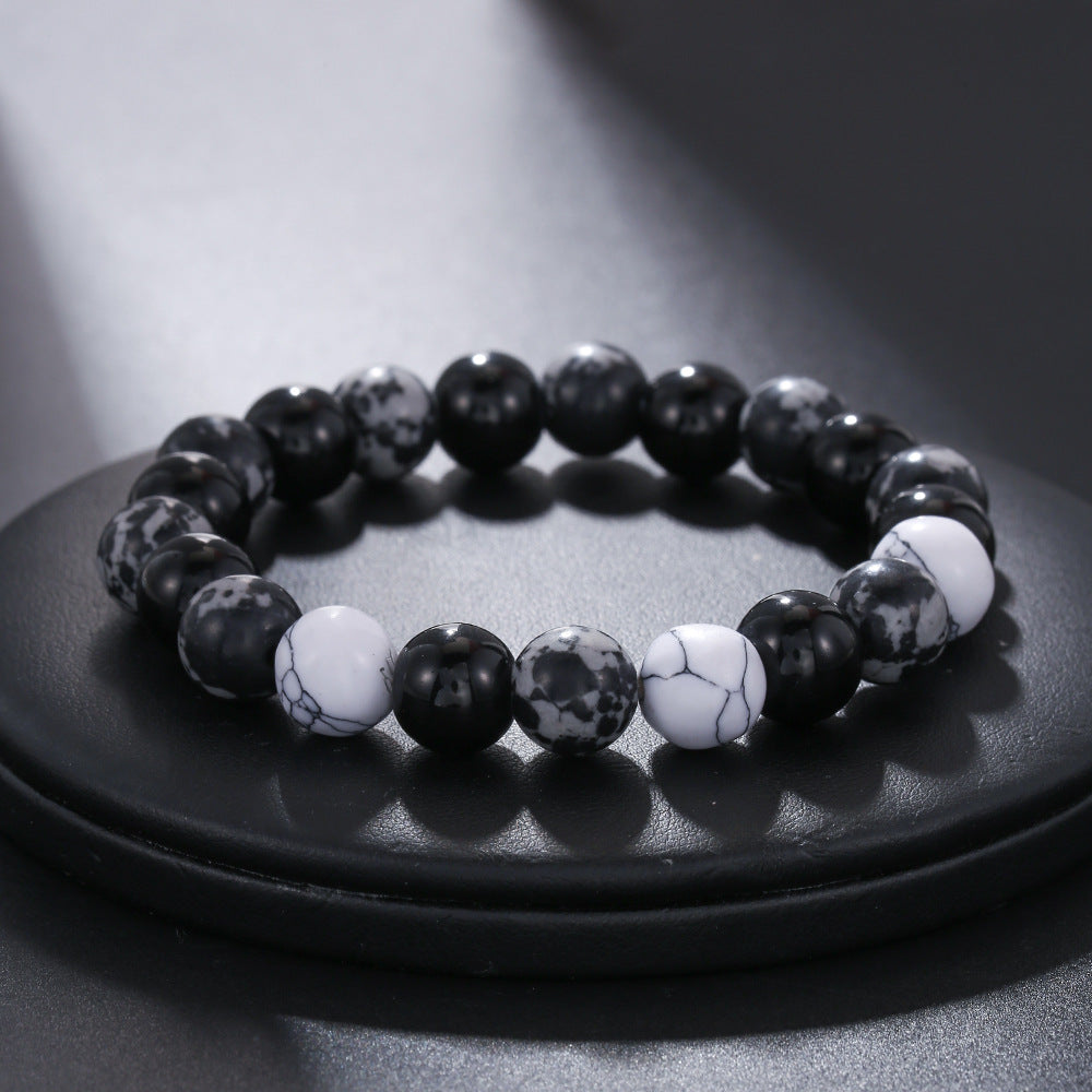 White Turquoise Snowflake Obsidian Bracelet