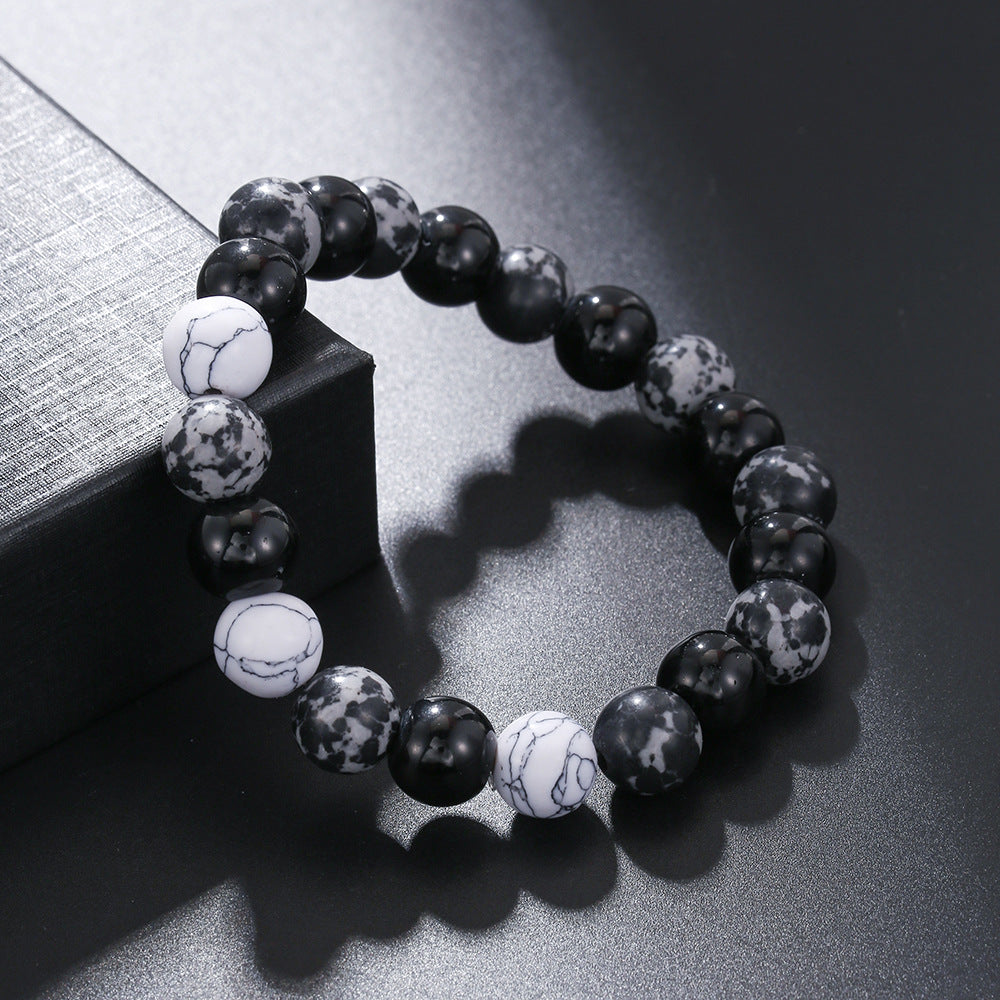 White Turquoise Snowflake Obsidian Bracelet