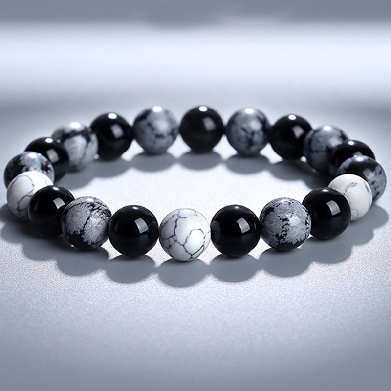 White Turquoise Snowflake Obsidian Bracelet