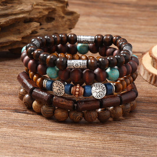 Wooden Beads Tree of Life Bracelet