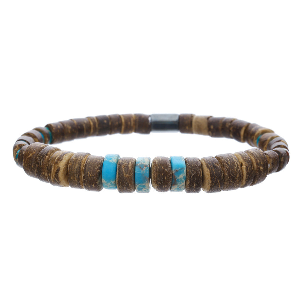 Turquoise Wooden Bead Stretch Bracelet