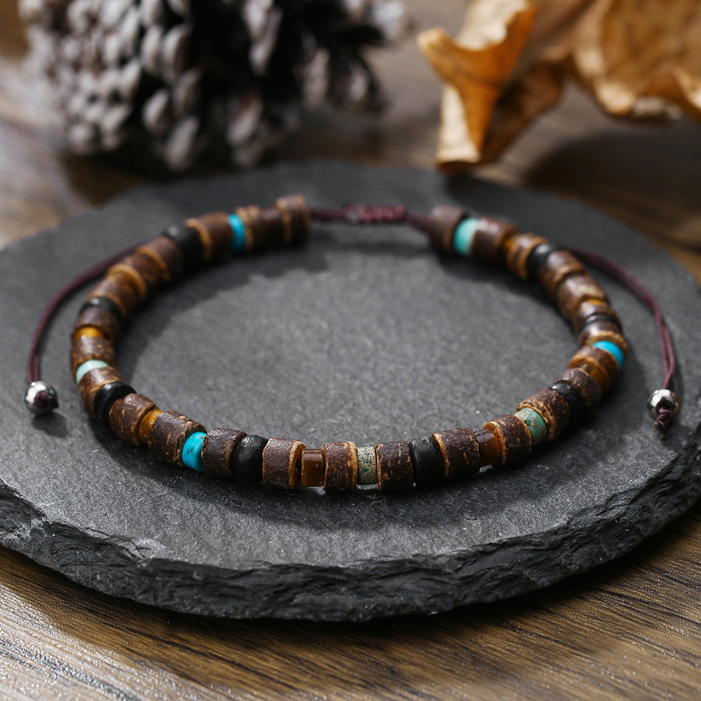 Turquoise Wooden Bead Stretch Bracelet