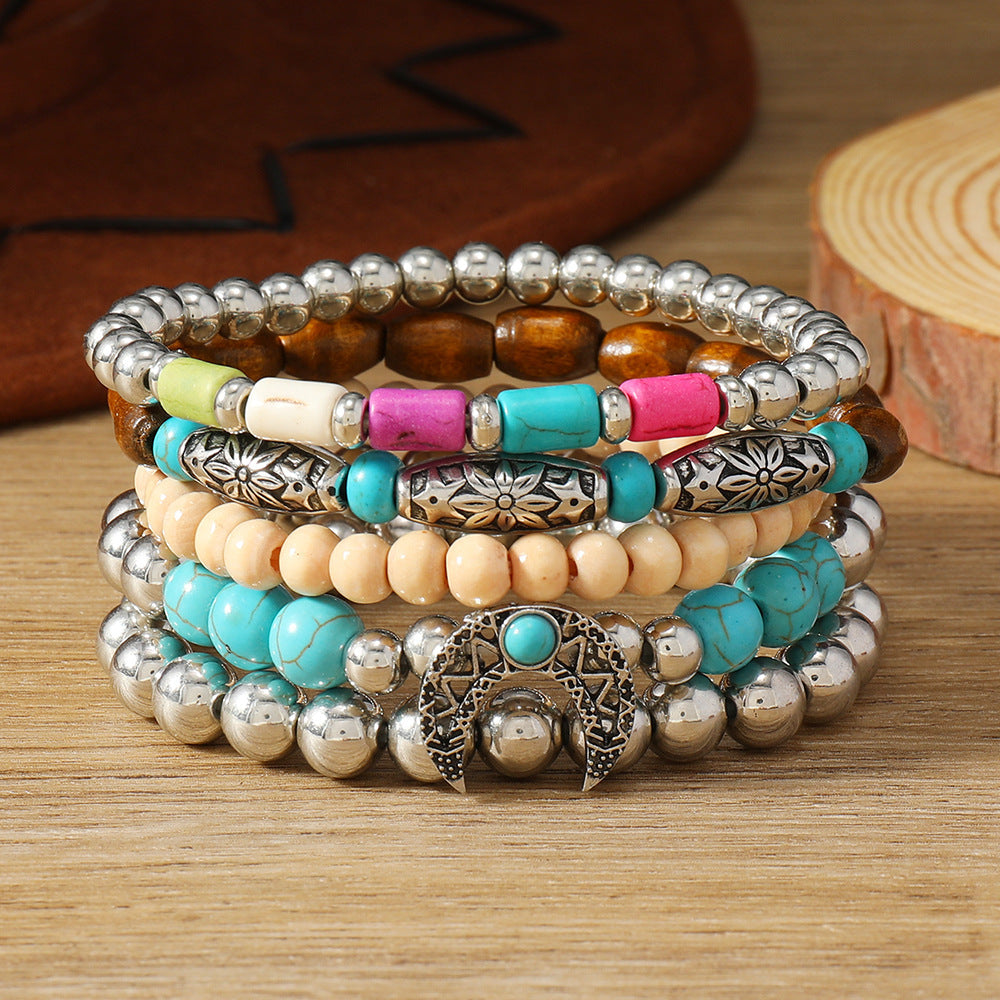 Turquoise Dzi Bead Crescent Bracelet