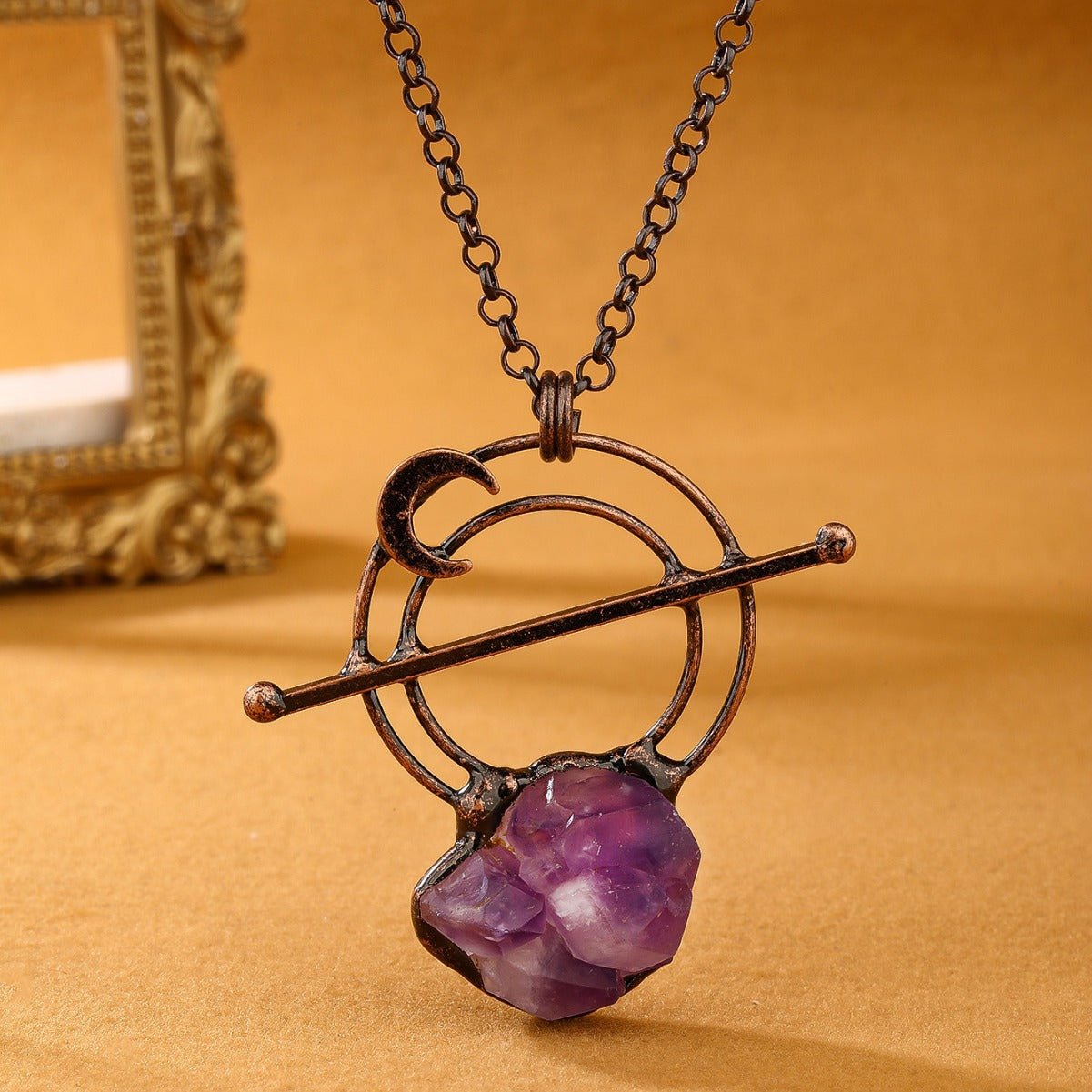 Natural Amethyst Buds Raw Stone Necklace