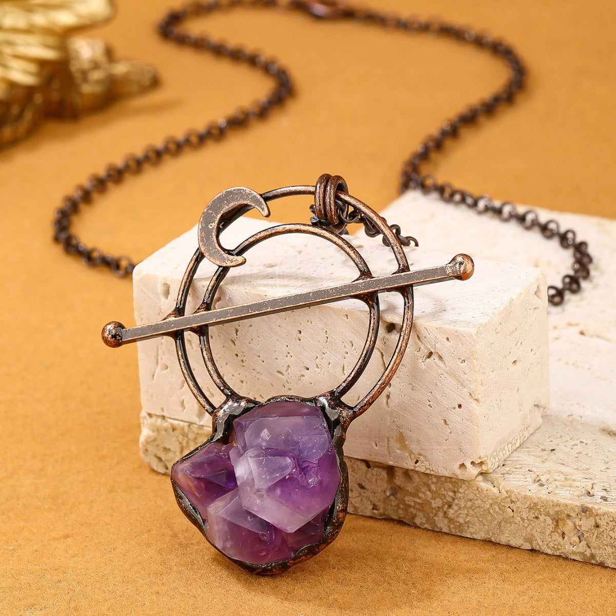 Natural Amethyst Buds Raw Stone Necklace