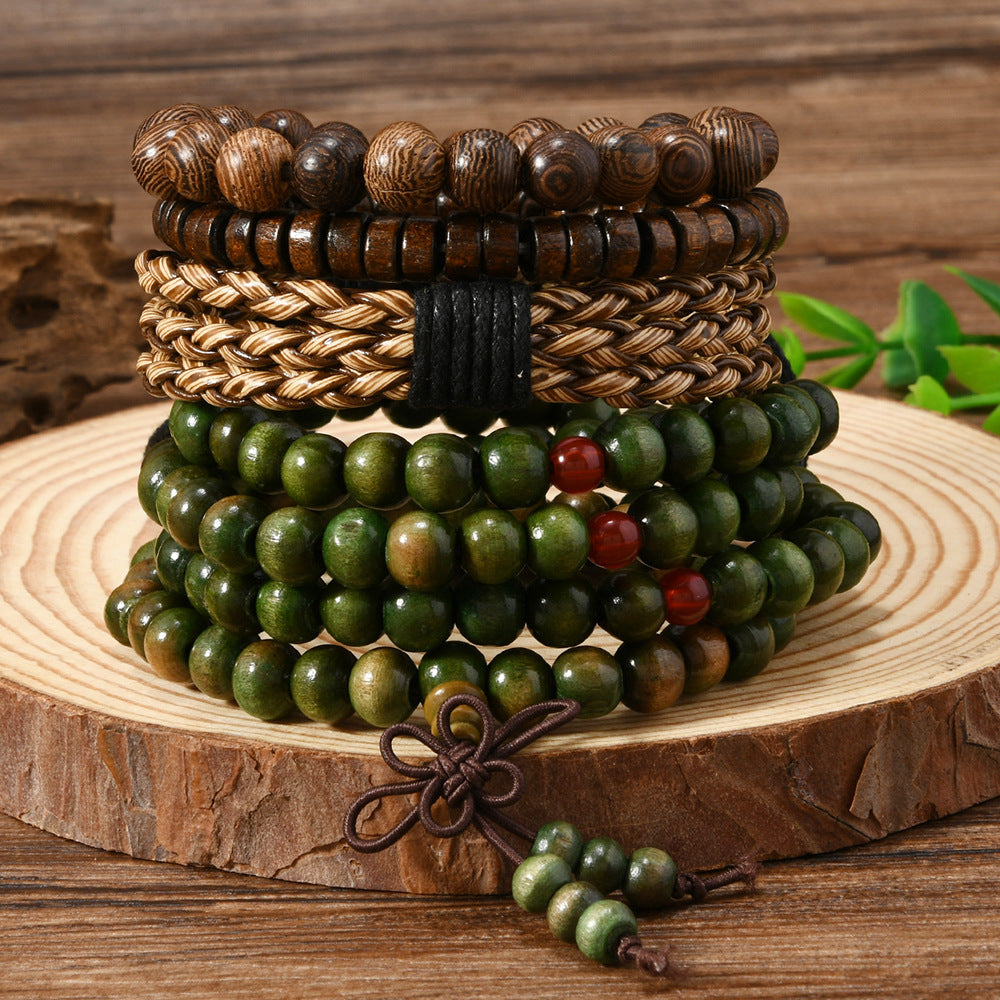 Set of 4 Chicken Wing Wood Beaded Bracelets