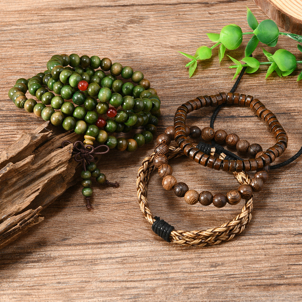 Set of 4 Chicken Wing Wood Beaded Bracelets