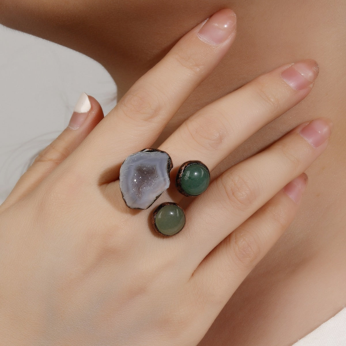 Crystal Cave Agate Ring