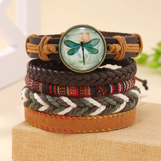 Little Dragonfly Multi-Layer Leather Cord Hand-Woven Bracelet